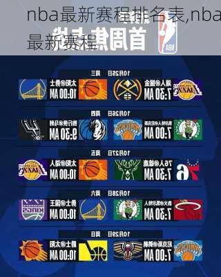 nba最新赛程排名表,nba最新赛程