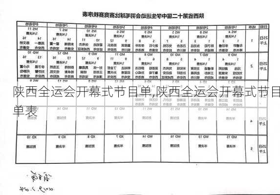 陕西全运会开幕式节目单,陕西全运会开幕式节目单表