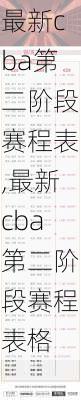 最新cba第二阶段赛程表,最新cba第二阶段赛程表格