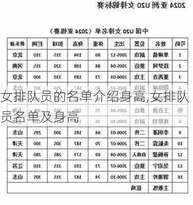 女排队员的名单介绍身高,女排队员名单及身高