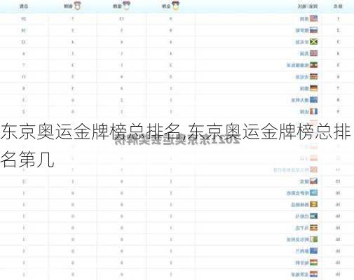 东京奥运金牌榜总排名,东京奥运金牌榜总排名第几