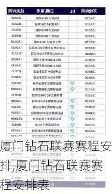 厦门钻石联赛赛程安排,厦门钻石联赛赛程安排表