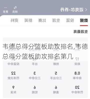 韦德总得分篮板助攻排名,韦德总得分篮板助攻排名第几