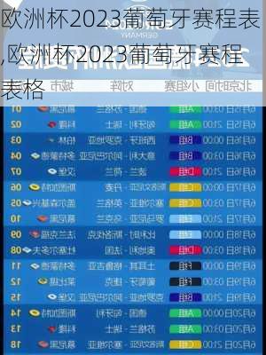 欧洲杯2023葡萄牙赛程表,欧洲杯2023葡萄牙赛程表格