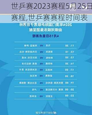 世乒赛2023赛程5月25日赛程,世乒赛赛程时间表