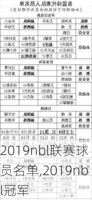 2019nbl联赛球员名单,2019nbl冠军