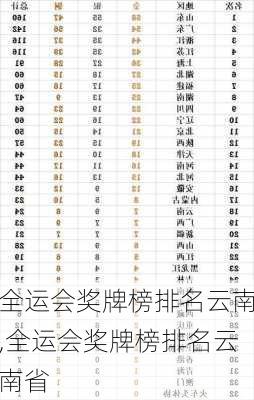 全运会奖牌榜排名云南,全运会奖牌榜排名云南省