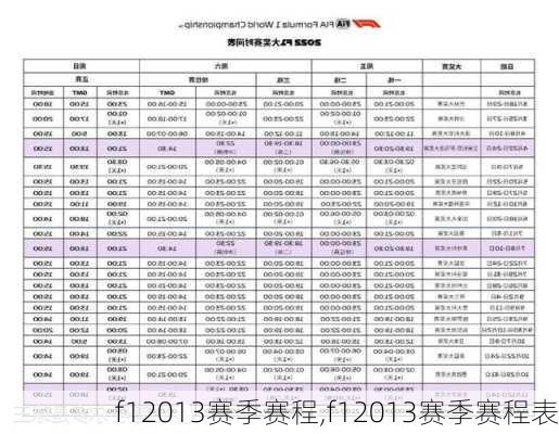 f12013赛季赛程,f12013赛季赛程表