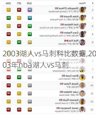 2003湖人vs马刺科比数据,2003年nba湖人vs马刺