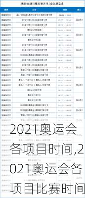 2021奥运会各项目时间,2021奥运会各项目比赛时间