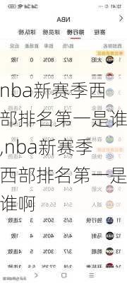 nba新赛季西部排名第一是谁,nba新赛季西部排名第一是谁啊