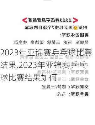 2023年亚锦赛乒乓球比赛结果,2023年亚锦赛乒乓球比赛结果如何