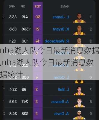 nba湖人队今日最新消息数据,nba湖人队今日最新消息数据统计