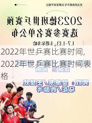 2022年世乒赛比赛时间,2022年世乒赛比赛时间表格