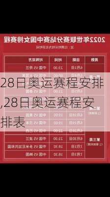 28日奥运赛程安排,28日奥运赛程安排表