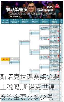 斯诺克世锦赛奖金要上税吗,斯诺克世锦赛奖金要交多少税