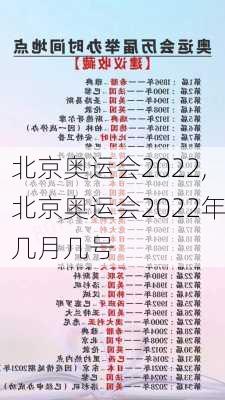 北京奥运会2022,北京奥运会2022年几月几号