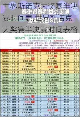 世界斯诺克大奖赛半决赛时间表,世界斯诺克大奖赛半决赛时间表格