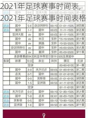 2021年足球赛事时间表,2021年足球赛事时间表格