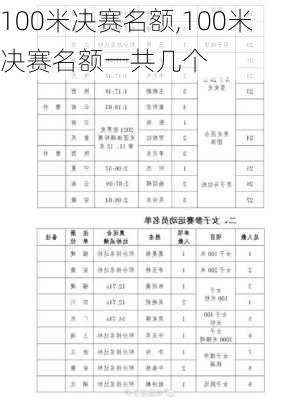 100米决赛名额,100米决赛名额一共几个