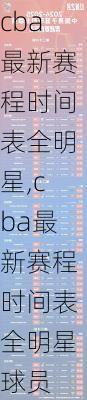 cba最新赛程时间表全明星,cba最新赛程时间表全明星球员