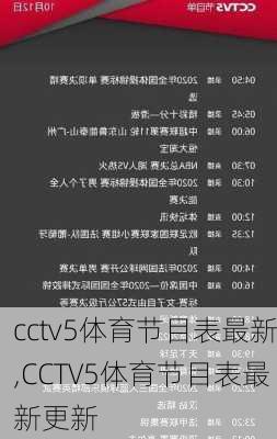 cctv5体育节目表最新,CCTV5体育节目表最新更新