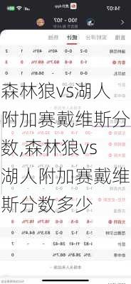 森林狼vs湖人附加赛戴维斯分数,森林狼vs湖人附加赛戴维斯分数多少