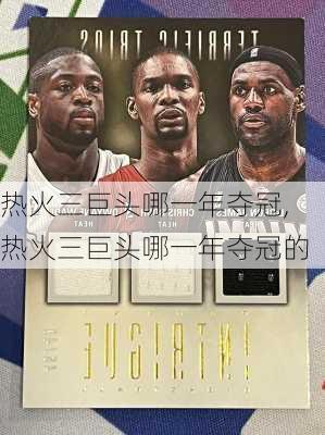 热火三巨头哪一年夺冠,热火三巨头哪一年夺冠的