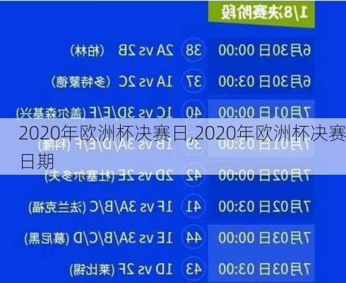 2020年欧洲杯决赛日,2020年欧洲杯决赛日期