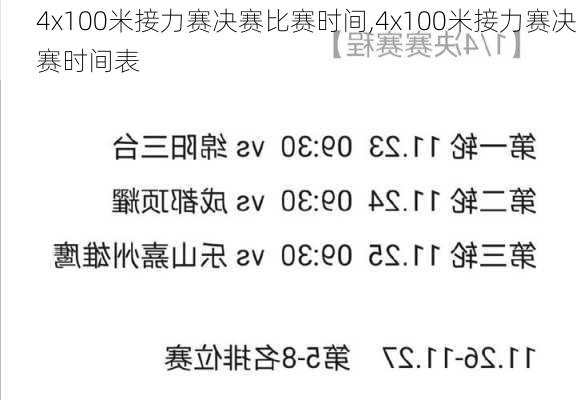 4x100米接力赛决赛比赛时间,4x100米接力赛决赛时间表