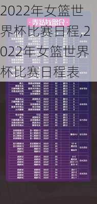 2022年女篮世界杯比赛日程,2022年女篮世界杯比赛日程表